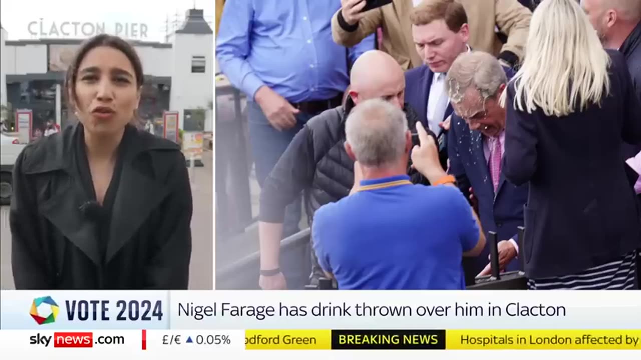 Reform UK leader Nigel Farage has milkshake thrown over him after launching campaign Sky News