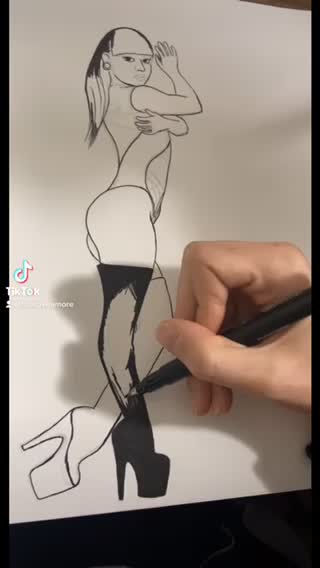 Drawing of Pole dancer Bethany Finlay of Australia