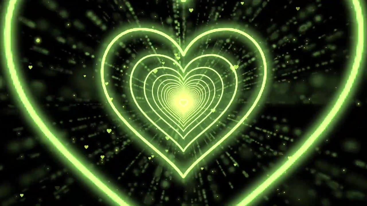 1122. Heart Tunnel💚Green Heart Background Neon Heart Heart