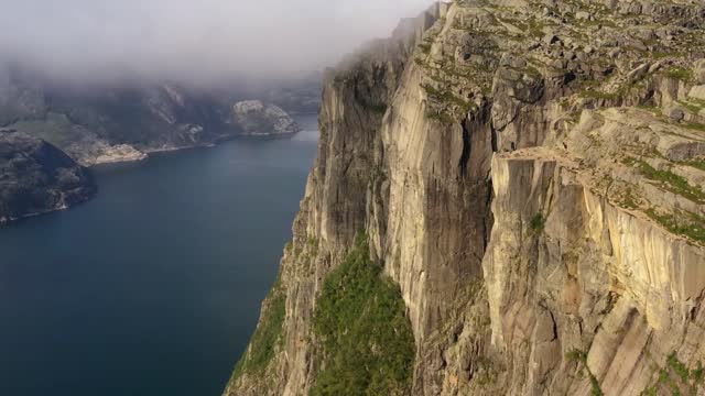 aerial footage pulpit rock preikestolen beautiful nature norway