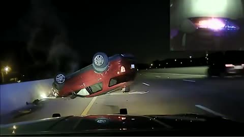 Arkansas Police chased down and flipped a pregnant woman car.