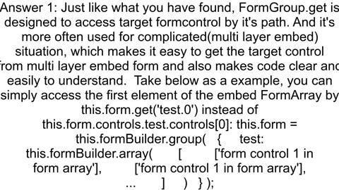 formGroupget vs formGroupcontrols in reactive form Angular