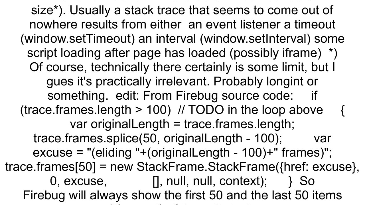 How to increase number of Call Stack entries in Google Chrome Developer Tools or Firefox