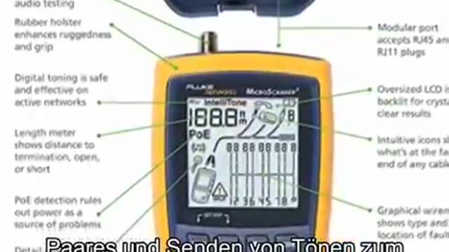 Fluke Netzwerkkabel-Prüfgerät MicroScanner 2 Cable Verifier, 76 x 36 x 163 mm, AA, 0-45°C, 0-90%