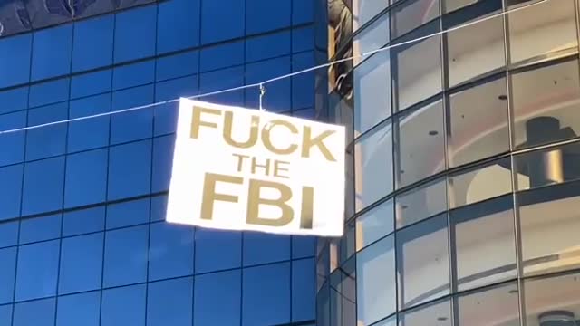 In Californian,Brentwood, a poster has been put up on the street that reads: "F*ck the FBI"