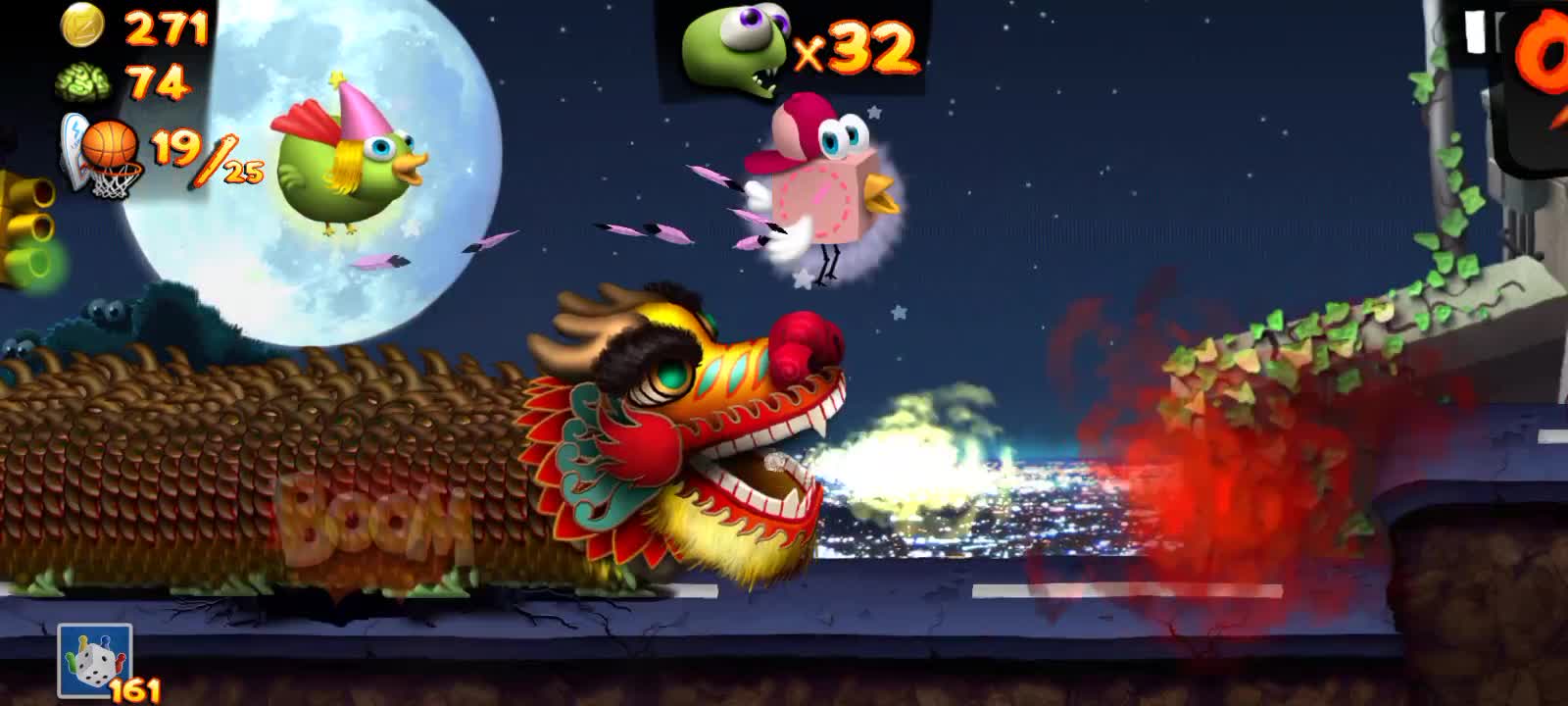 Playing a match with the hat unlocked in the game Zombie Tsunami (SANTA CLAUS).