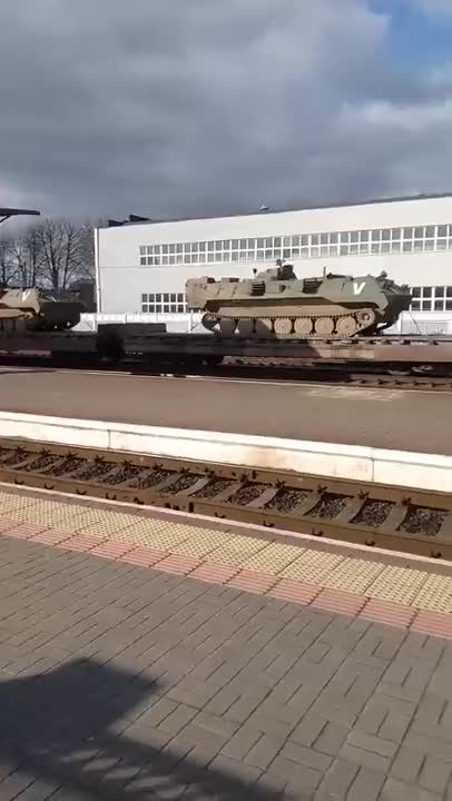 Belarusian military equipment with V marks, which means Kadyrov's equipment