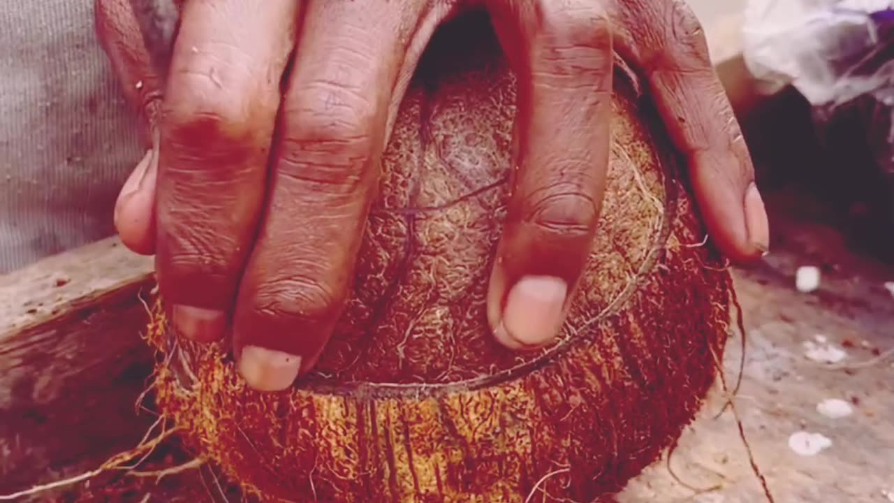 Unique coconut style making for India hard work coconut