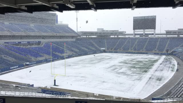 Snowing at UK Stadium