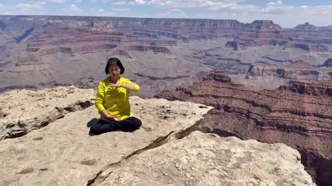 Stephanie at Grand Canyon Meditating