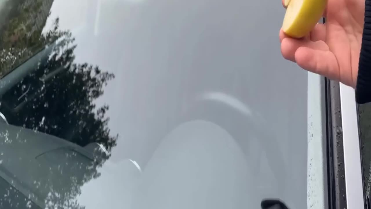 Rub your Car Windshield with an APPLE and WATCH WHAT HAPPENS 💥 (Amazing) 🤯