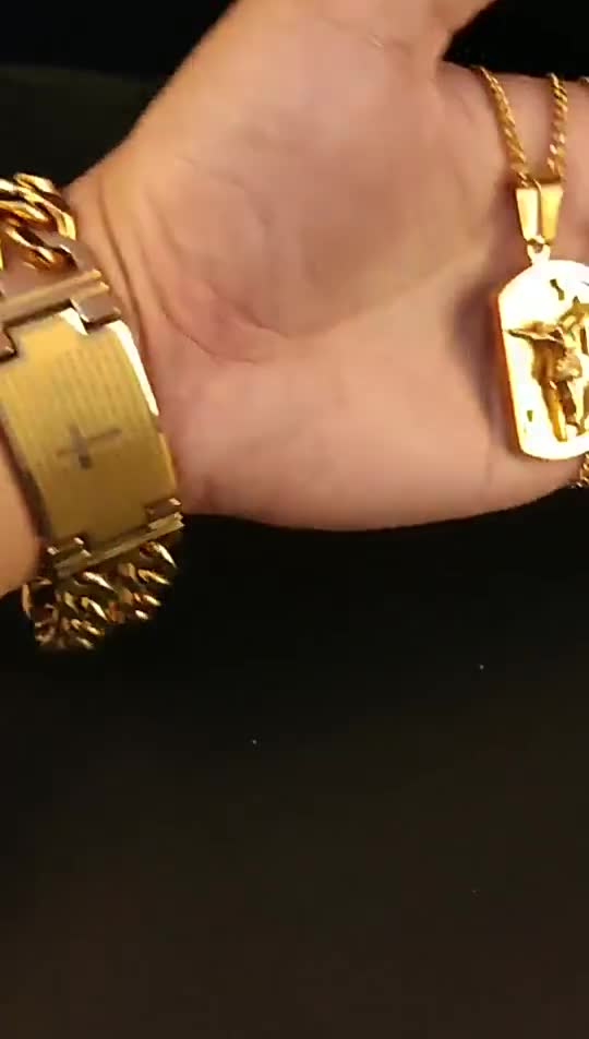 Men Hip hop cross jesus pendant with stainless steel cross bracelet