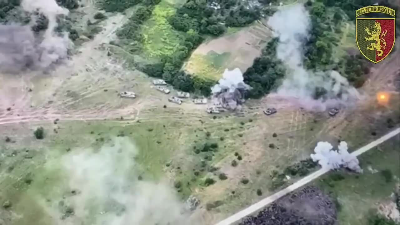 Russian Convoy Hit by Artillery