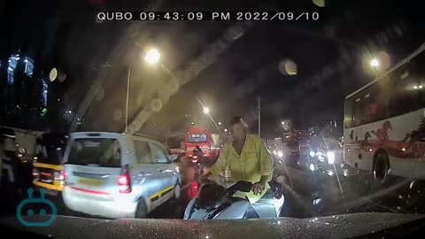 Biker Gets Into Road Rage by Pulling His Collar Up