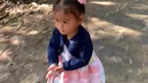 Cute baby running