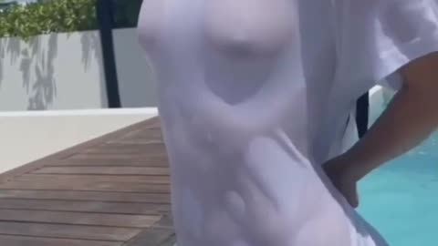 Girl in swimming pool in Transparent Dress ,,Looking soo Hot , 🔥