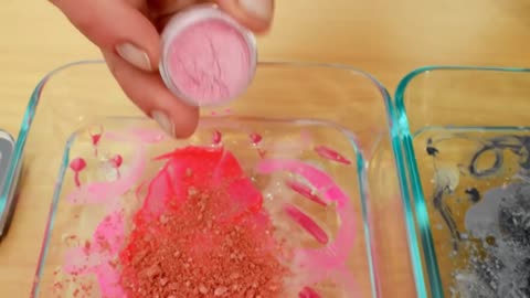 Pink vs Gray - Mixing Makeup Eyeshadow Into Slime! Special Series 103 Satisfying