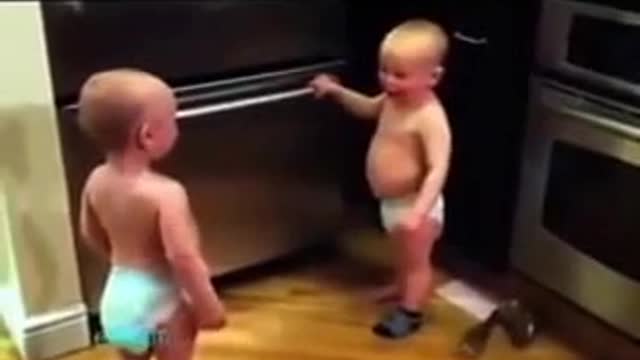 Funny conversation and act of two babies