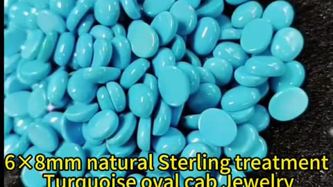 GN-20241126-06 6×8mm natural Sterling treatment Turquoise oval cab Jewelry Material High Quality