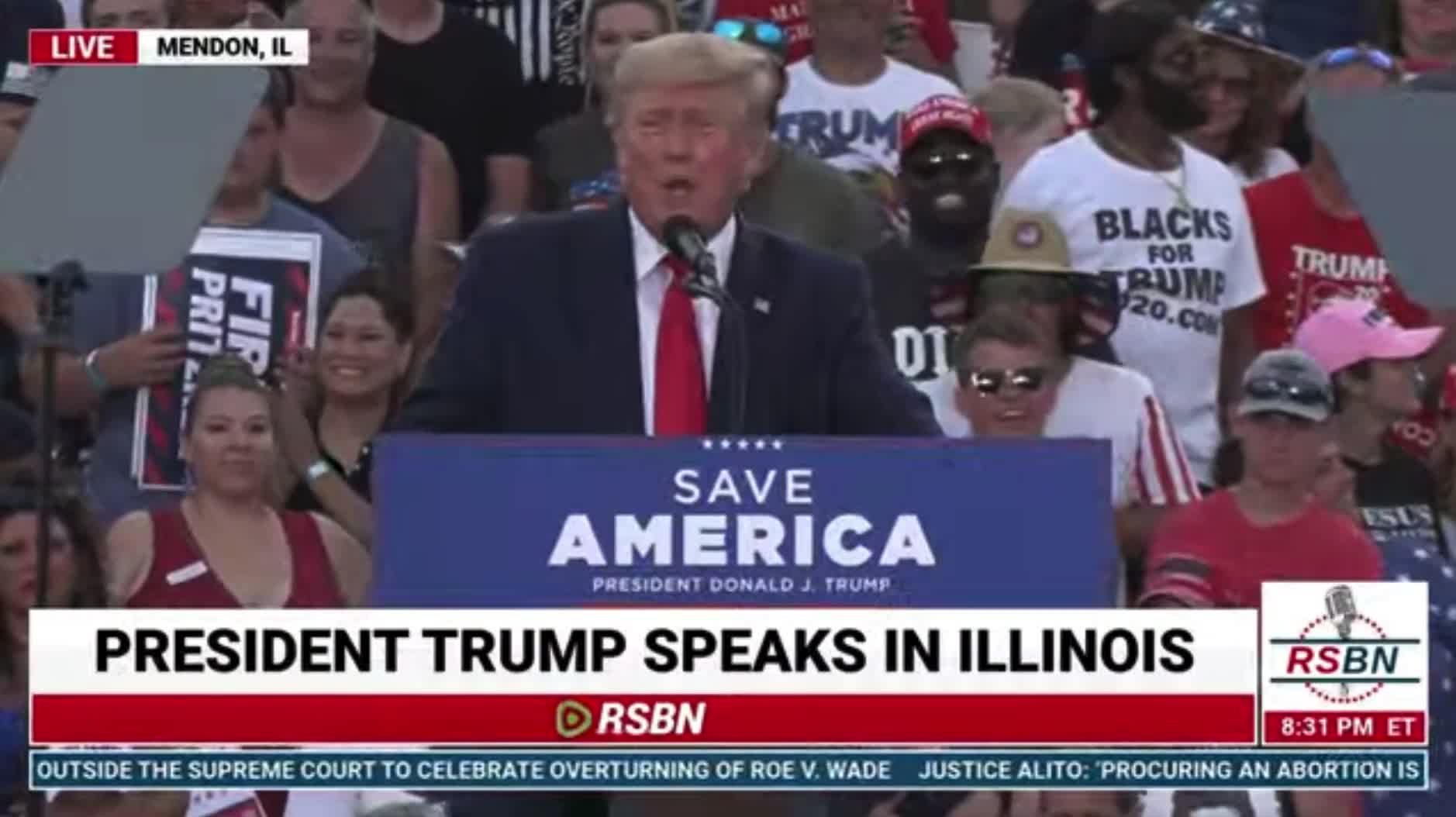 Trump mentions how hot it is, picks up a towel, and says "A little dab here, and a little dab there, and back. You're back to being handsome again!"