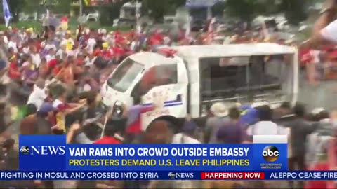 Police Van Rams Into Protesters at Philippines US Embassy