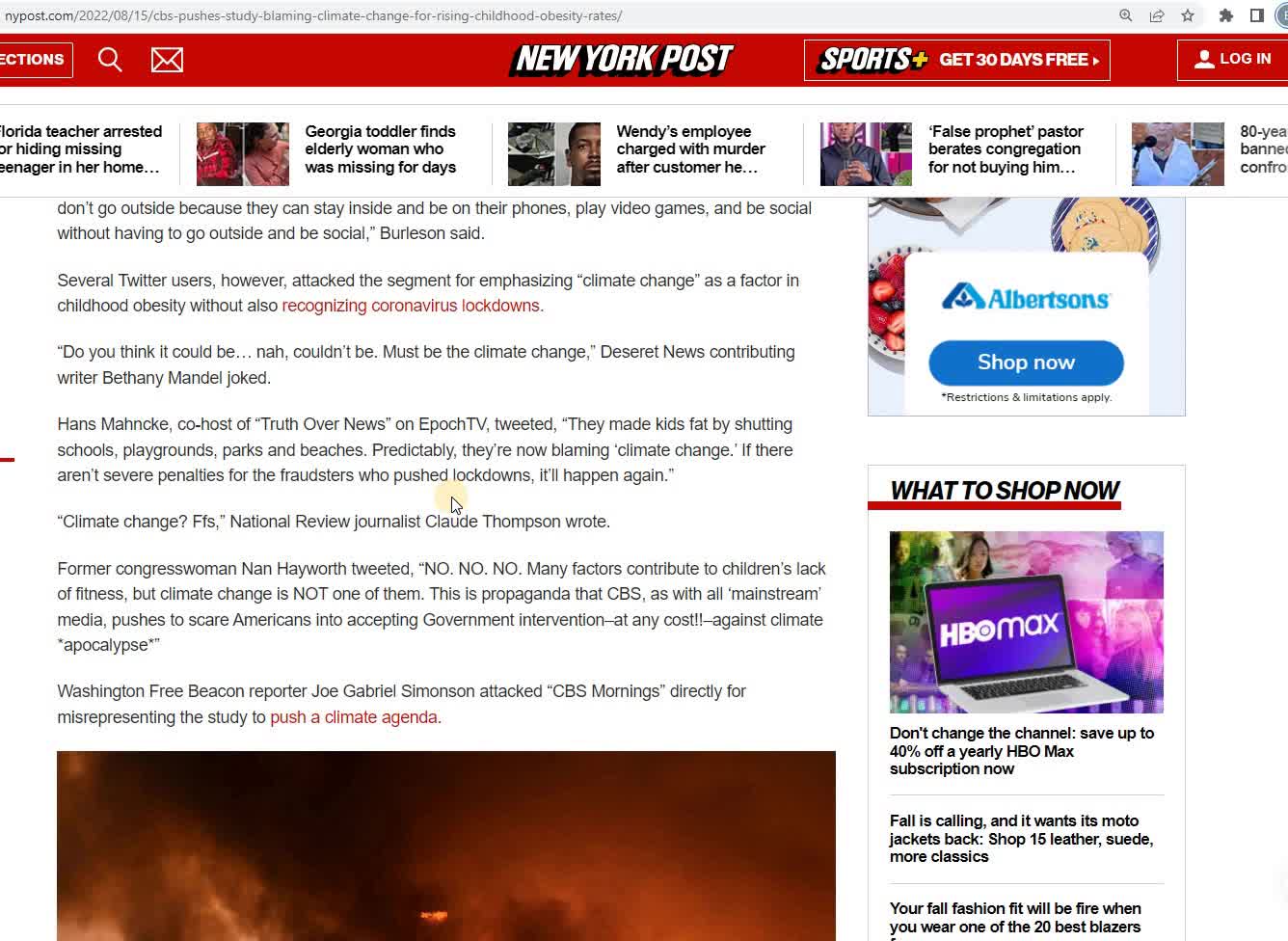FRIDAY FUNNY - CBS SAYS KIDS ARE FAT BECAUSE OF CLIMATE CHANGE