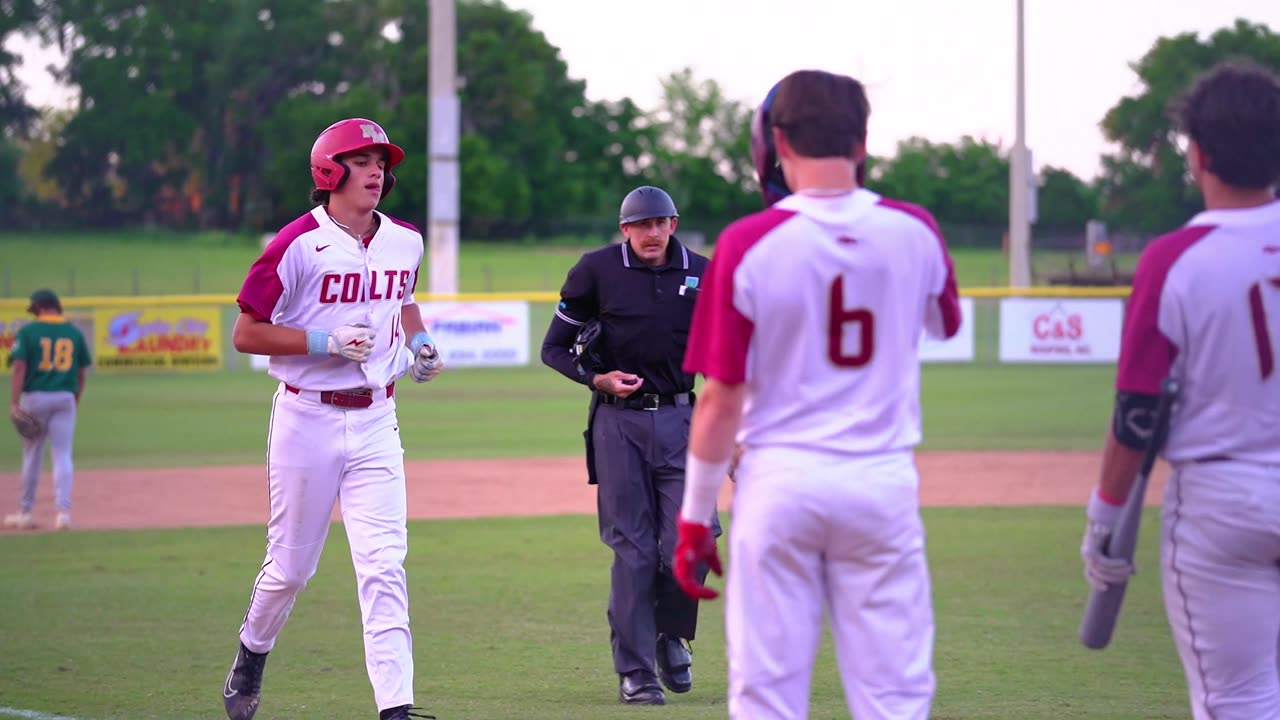 NMHS Ayden Gonzalez hits a home run against the Wildcats