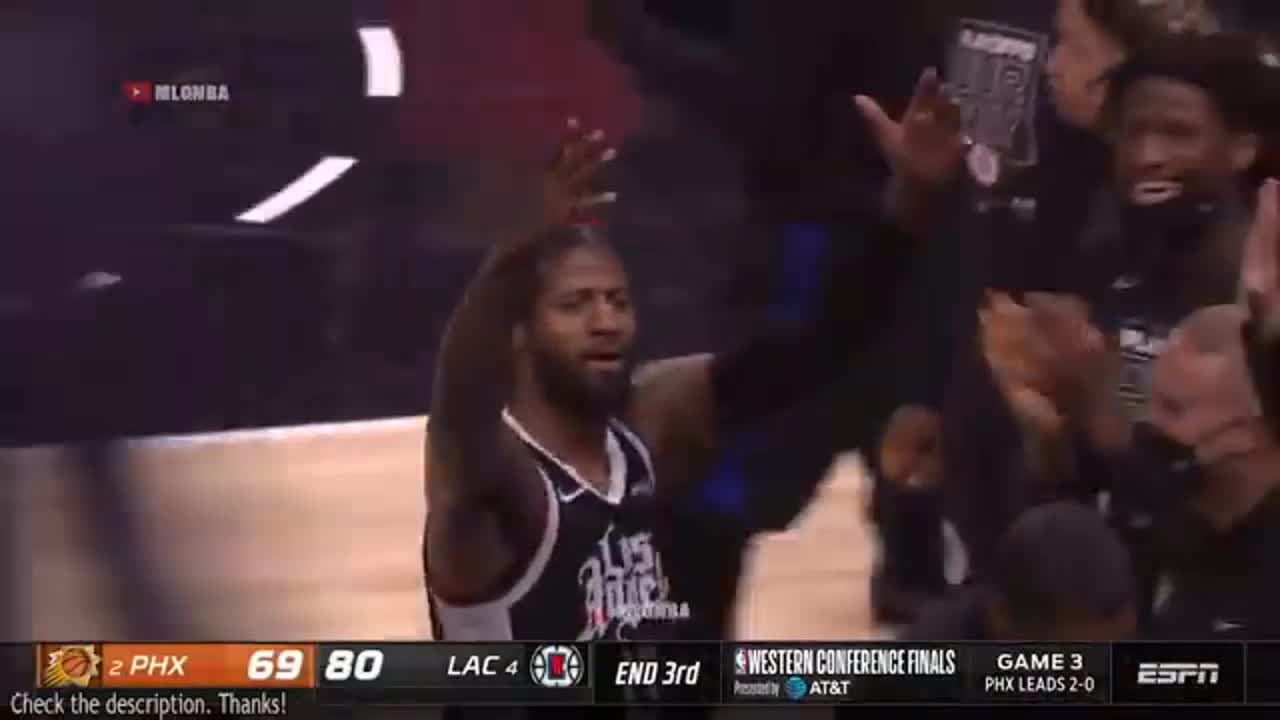 Paul George banks it in from half-court and then blows kisses afterwards 😮 Suns vs Clippers Game 3