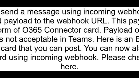 Configure microsoft teams incoming webhook json payload