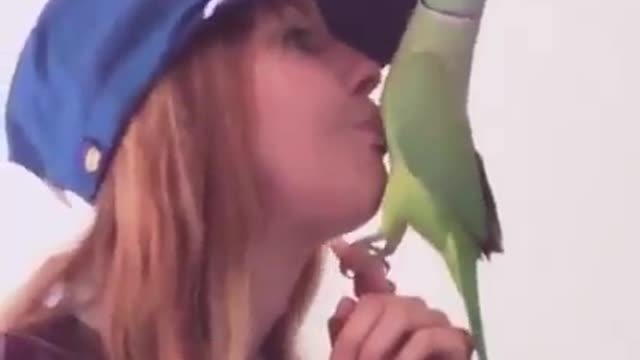 Talking birds with sweet girl