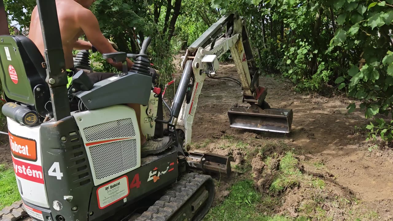 digging with an excavator after 9 Hours of work.