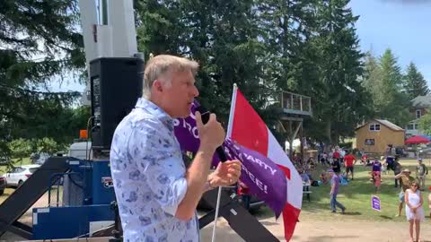 Maxime Bernier leader of The Peoples Party of Canada speaks at Dundas Family Freedom Event.