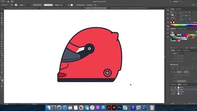 Illustrator drawing - teach you how to draw a Ferrari F1 racing helmet X