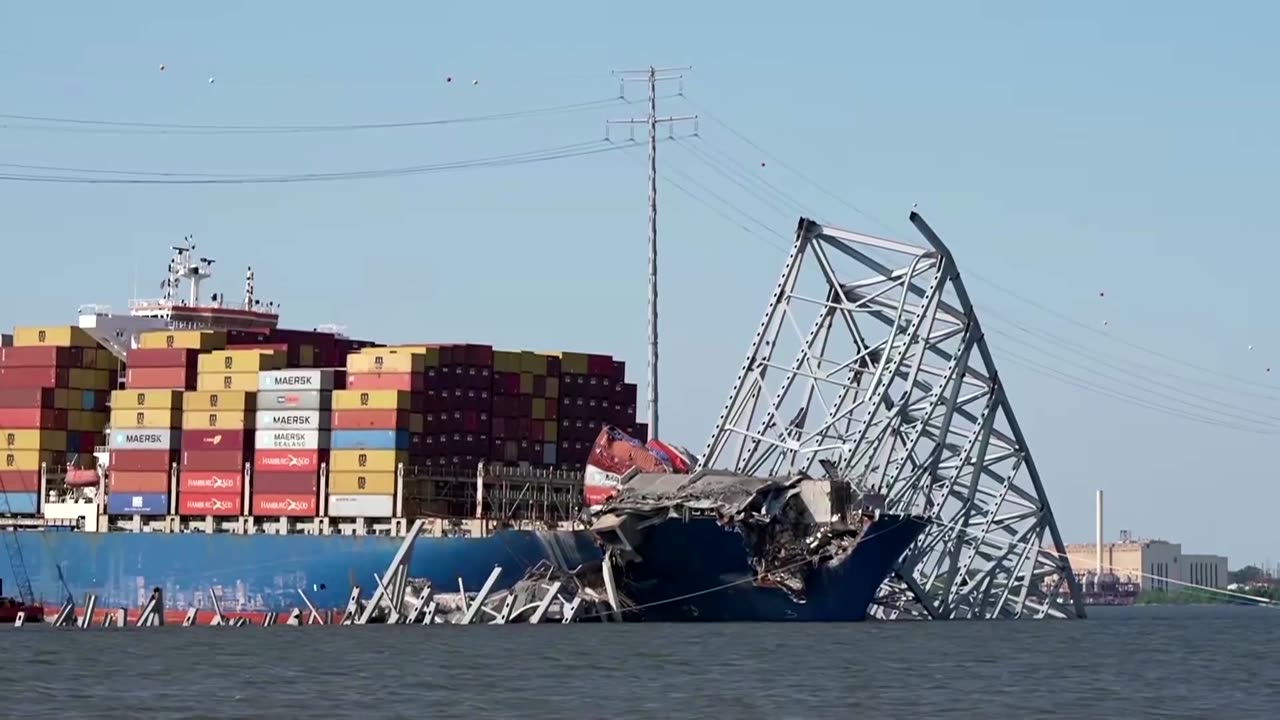 Collapsed Baltimore bridge blown up in controlled explosion