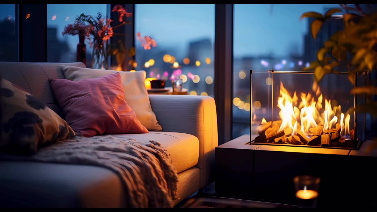 Relaxing Cozy Room With Virttual Camin Crackling sound in Relaxing Spa Atmosphere