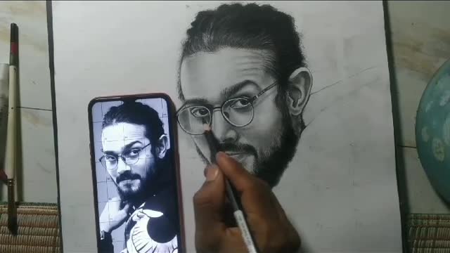 Realistic portrait sketch of Bhuvan Bam