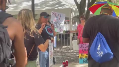 A speaker says protestors they need to live up to their chants of “no justice, no peace.”!!