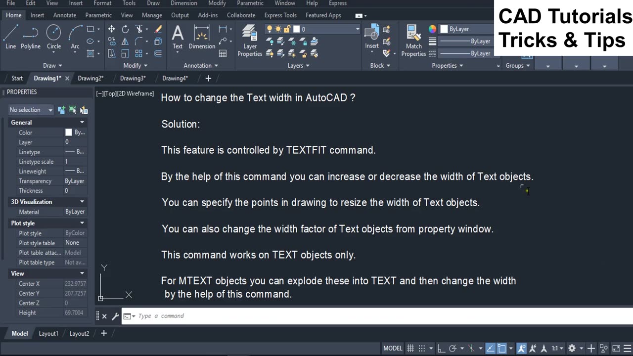 How to change the Text width in AutoCAD (TEXTFIT command AutoCAD)