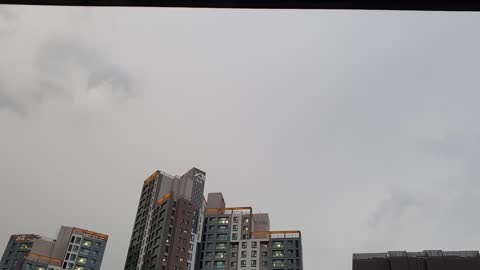 Cloudy sky. Lightning.