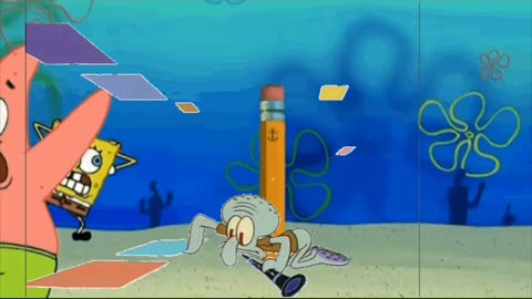 Squidward Is Playing With Tiles While SpongeBob And Patrick Freak Out About A Pencil ✏️