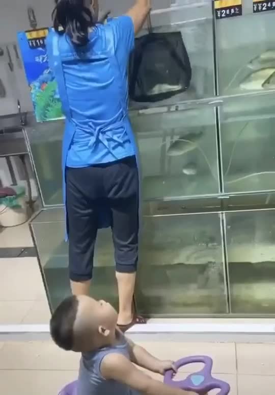 This baby into the kitchen