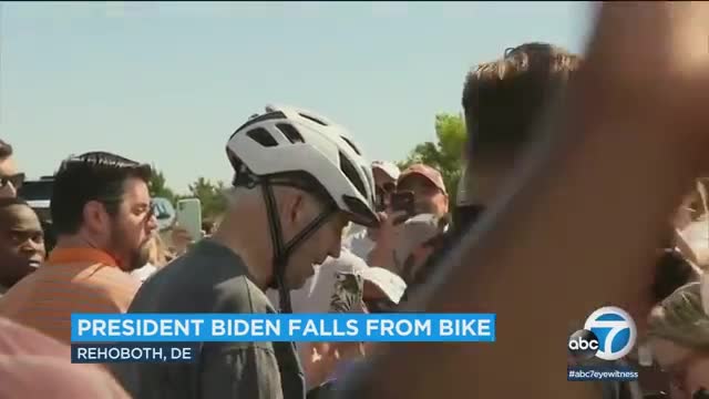 Biden falls while getting off bike after beach ride near his Delaware home