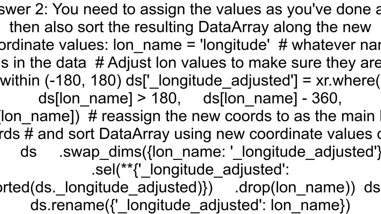 About changing longitude array from 0 360 to 180 to 180 with Python xarray