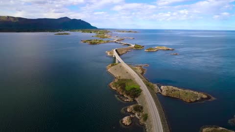 atlantic ocean road aerial footage norway