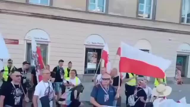 Poles took to the streets of Warsaw because of the influx of refugees from Ukraine.