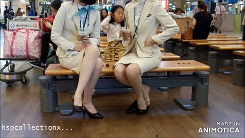 Korean Air cabin crew nylon dipping shoeplay...Preview ( Clip#6 )