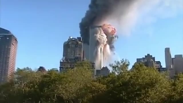 September 11 2001 #WTC USA View The Second Plane Hitting The Building