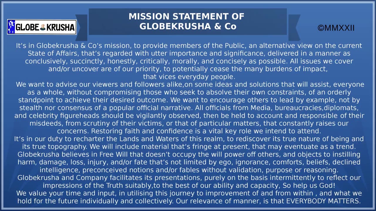 MISSION STATEMENT OF GLOBEKRUSHA AND Co