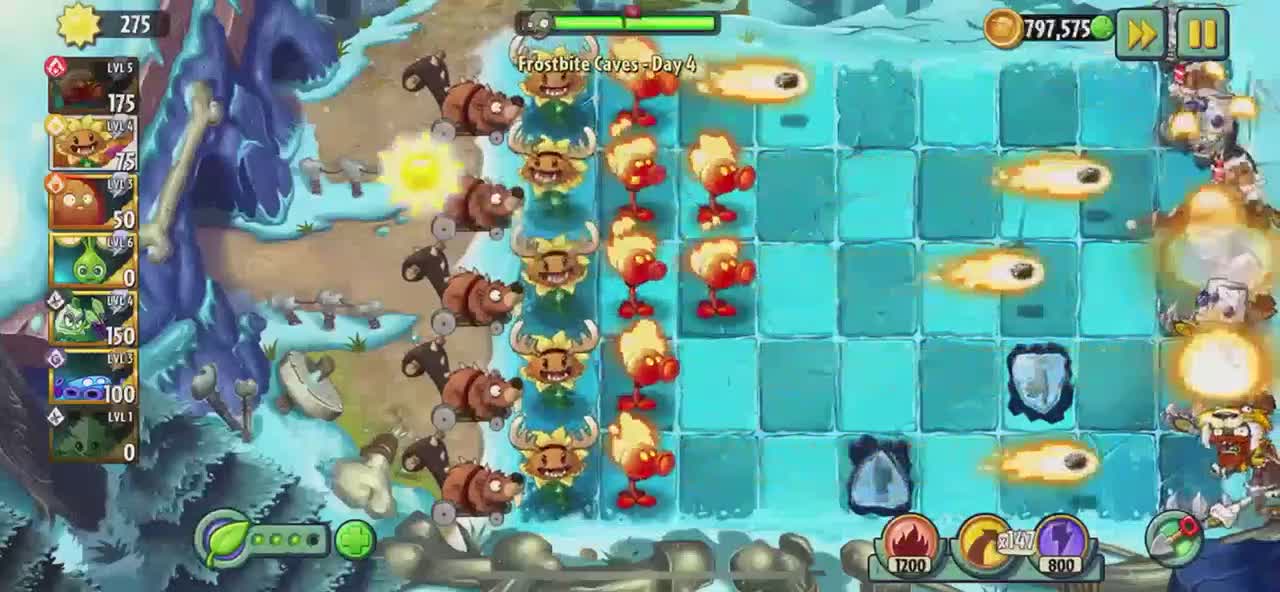 Plants vs Zombies 2 Frostbite Caves - Day 4