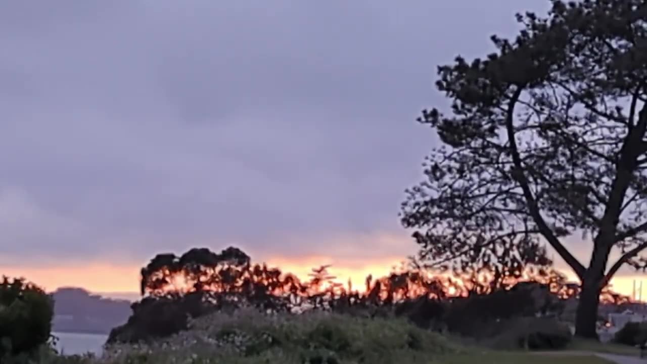 Fall Sunset with Glowing Clouds